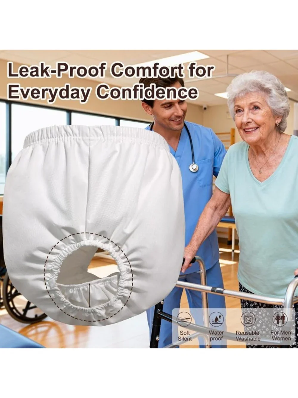 2 Pack Waterproof Reusable Adult Diaper Covers - Leak-Proof Soft Protective